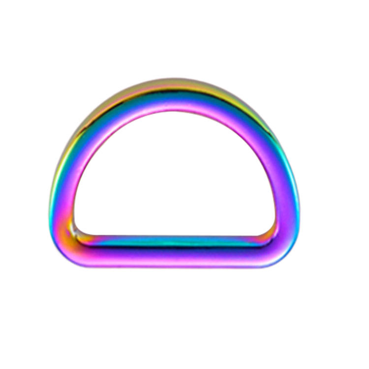 Anello a D in metallo di tipo piatto color arcobaleno per bagaglio a mano