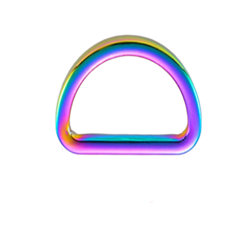Anello a D in metallo di tipo piatto color arcobaleno per bagaglio a mano