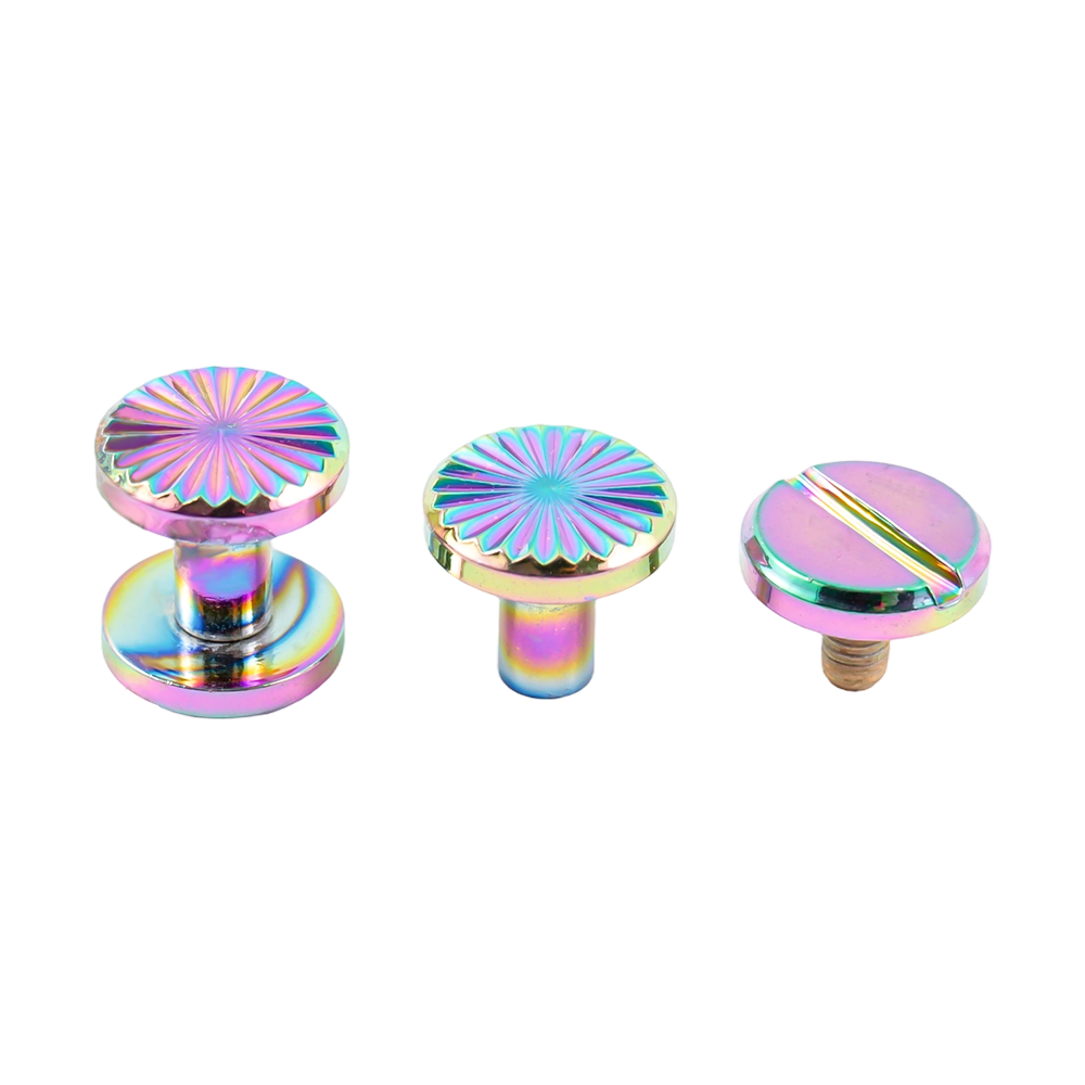 Viti chicago girasole in ottone color arcobaleno personalizzate per pelle Viti chicago girasole in ottone color arcobaleno personalizzate per pelle