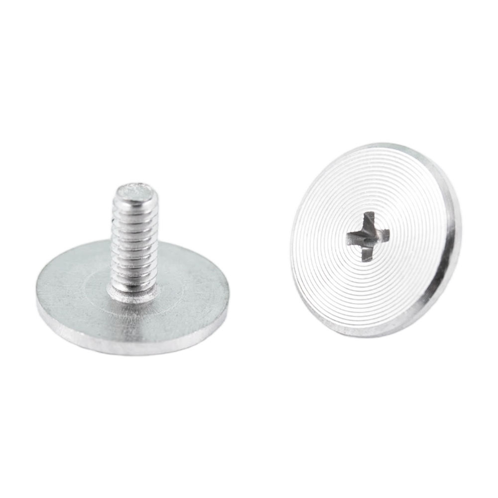 Viti con motivo CD in acciaio inossidabile a testa piatta di grandi dimensioni di vendita calda, viti spazzolate in alluminio Viti con motivo CD in acciaio inossidabile a testa piatta di grandi dimensioni di vendita calda, viti spazzolate in alluminio
