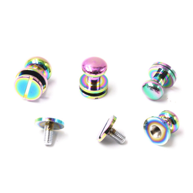 Borchie sam browne in ottone color arcobaleno da 8 mm per cintura in pelle