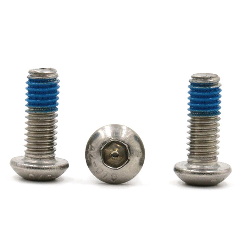 Mini micro vite M3 in acciaio inossidabile con testa a bottone e esagono incassato con toppa in nylon