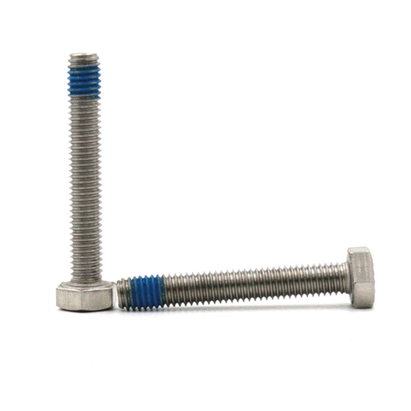 Bullone a testa esagonale dentellata M8 con toppa in nylon blu